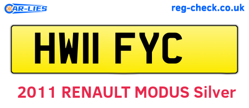 HW11FYC are the vehicle registration plates.