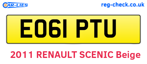 EO61PTU are the vehicle registration plates.