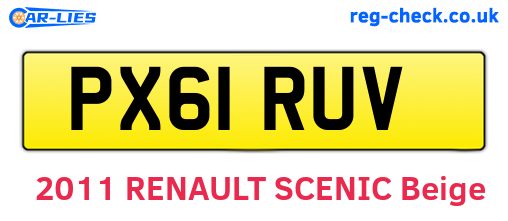 PX61RUV are the vehicle registration plates.