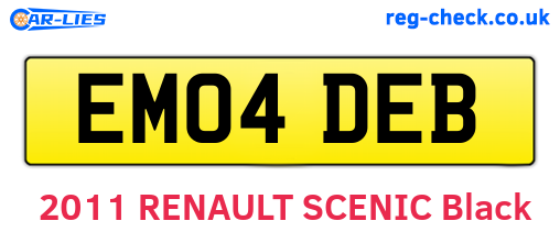 EM04DEB are the vehicle registration plates.