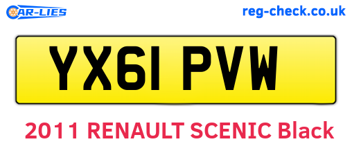 YX61PVW are the vehicle registration plates.