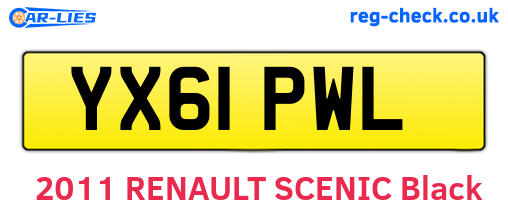 YX61PWL are the vehicle registration plates.