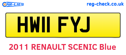 HW11FYJ are the vehicle registration plates.
