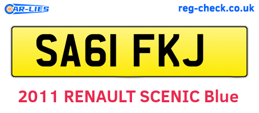 SA61FKJ are the vehicle registration plates.