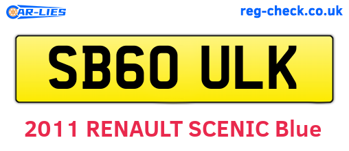 SB60ULK are the vehicle registration plates.