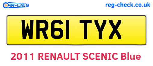 WR61TYX are the vehicle registration plates.