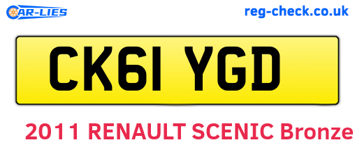 CK61YGD are the vehicle registration plates.