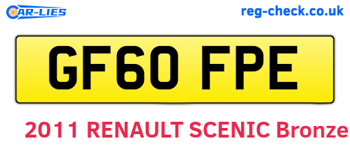 GF60FPE are the vehicle registration plates.