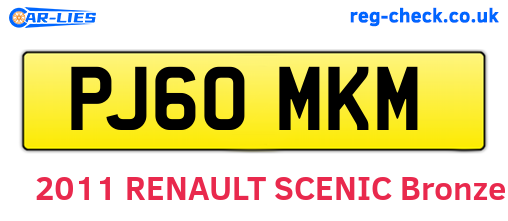 PJ60MKM are the vehicle registration plates.