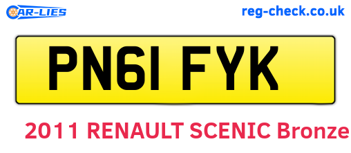 PN61FYK are the vehicle registration plates.
