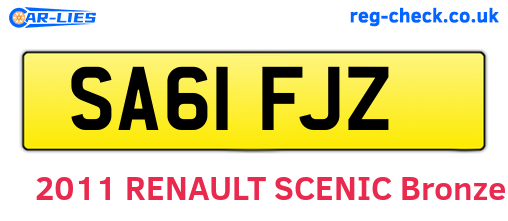 SA61FJZ are the vehicle registration plates.