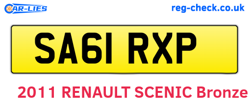 SA61RXP are the vehicle registration plates.