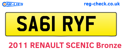 SA61RYF are the vehicle registration plates.