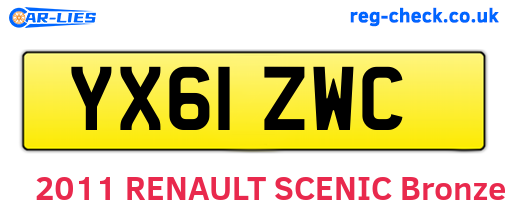 YX61ZWC are the vehicle registration plates.