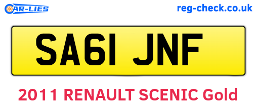 SA61JNF are the vehicle registration plates.