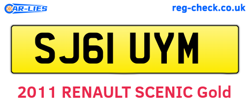 SJ61UYM are the vehicle registration plates.
