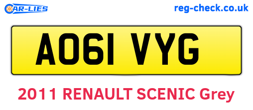 AO61VYG are the vehicle registration plates.