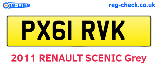 PX61RVK are the vehicle registration plates.