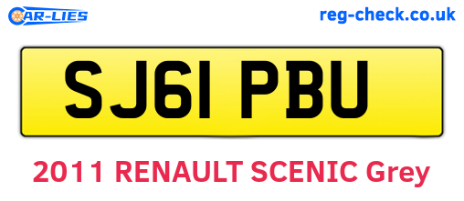 SJ61PBU are the vehicle registration plates.