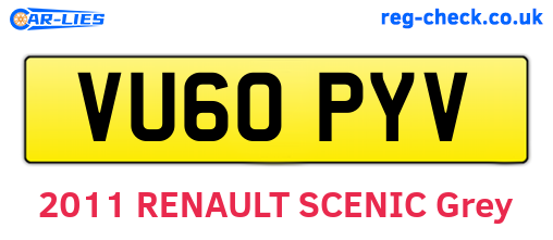 VU60PYV are the vehicle registration plates.