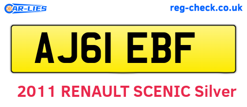 AJ61EBF are the vehicle registration plates.