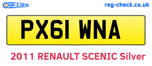 PX61WNA are the vehicle registration plates.