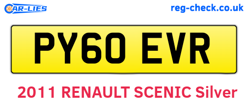 PY60EVR are the vehicle registration plates.