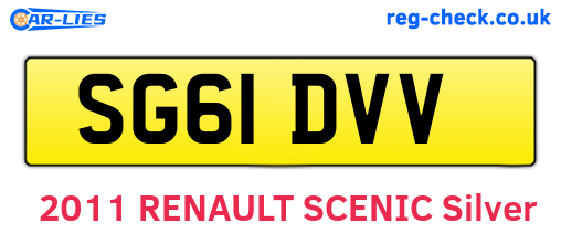 SG61DVV are the vehicle registration plates.