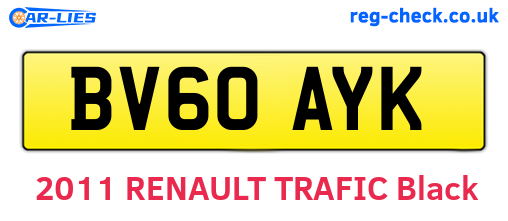 BV60AYK are the vehicle registration plates.