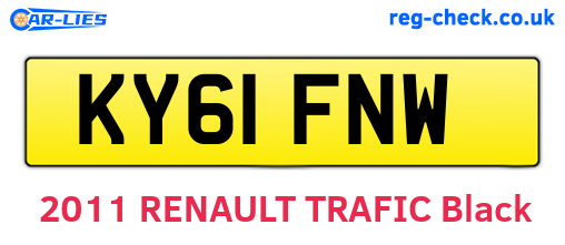 KY61FNW are the vehicle registration plates.