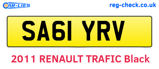 SA61YRV are the vehicle registration plates.