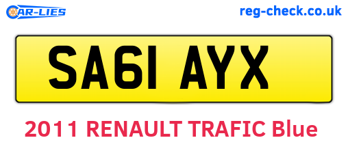 SA61AYX are the vehicle registration plates.