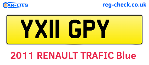 YX11GPY are the vehicle registration plates.