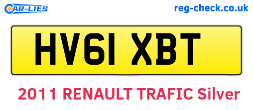 HV61XBT are the vehicle registration plates.