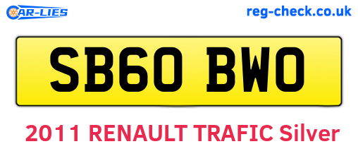 SB60BWO are the vehicle registration plates.