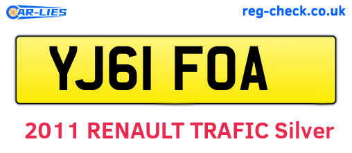 YJ61FOA are the vehicle registration plates.