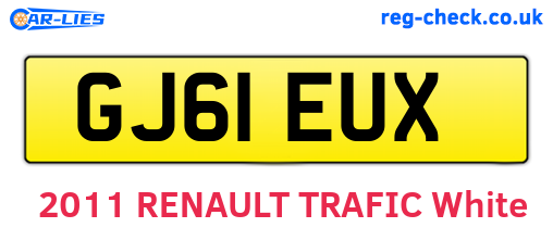 GJ61EUX are the vehicle registration plates.