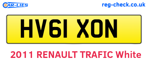 HV61XON are the vehicle registration plates.