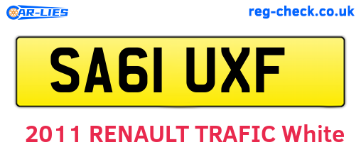 SA61UXF are the vehicle registration plates.