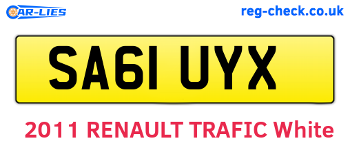 SA61UYX are the vehicle registration plates.