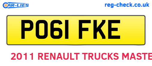PO61FKE are the vehicle registration plates.