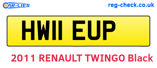 HW11EUP are the vehicle registration plates.