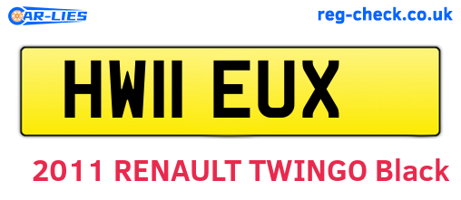 HW11EUX are the vehicle registration plates.