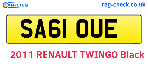 SA61OUE are the vehicle registration plates.