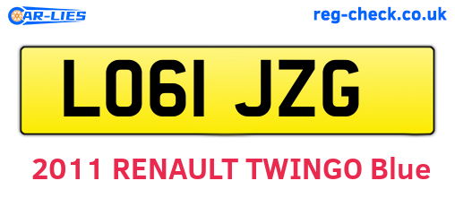 LO61JZG are the vehicle registration plates.