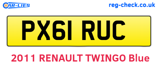 PX61RUC are the vehicle registration plates.