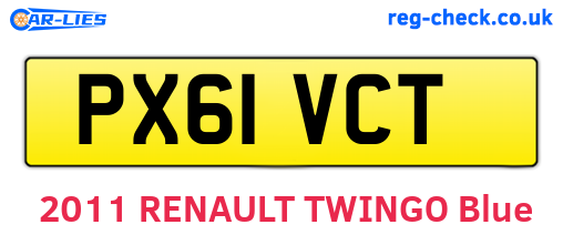 PX61VCT are the vehicle registration plates.
