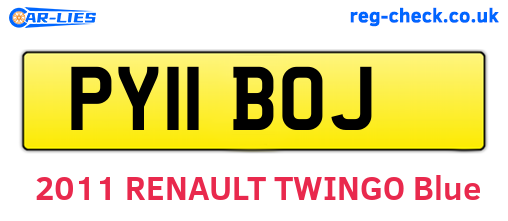 PY11BOJ are the vehicle registration plates.