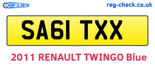 SA61TXX are the vehicle registration plates.