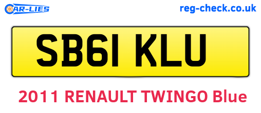 SB61KLU are the vehicle registration plates.
